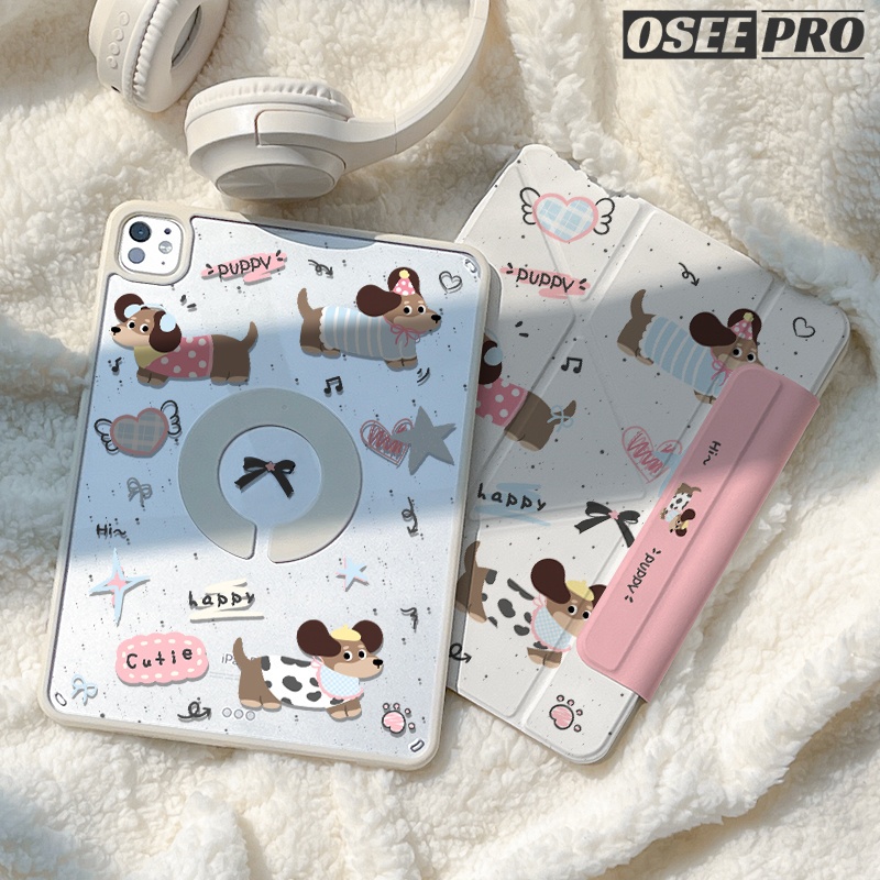 Osee Pro เคส iPad แบบฝาพับ Y-fold 720° หมุนแม่เหล็กแยกสมาร์ท ปลุกป้องกัน สําหรับ iPad Pro 13/12.9/11 นิ้ว Air 13/7/6/5/4, Air M2/M3, Gen 7/8/9, Gen 10/11, Mini 6/7