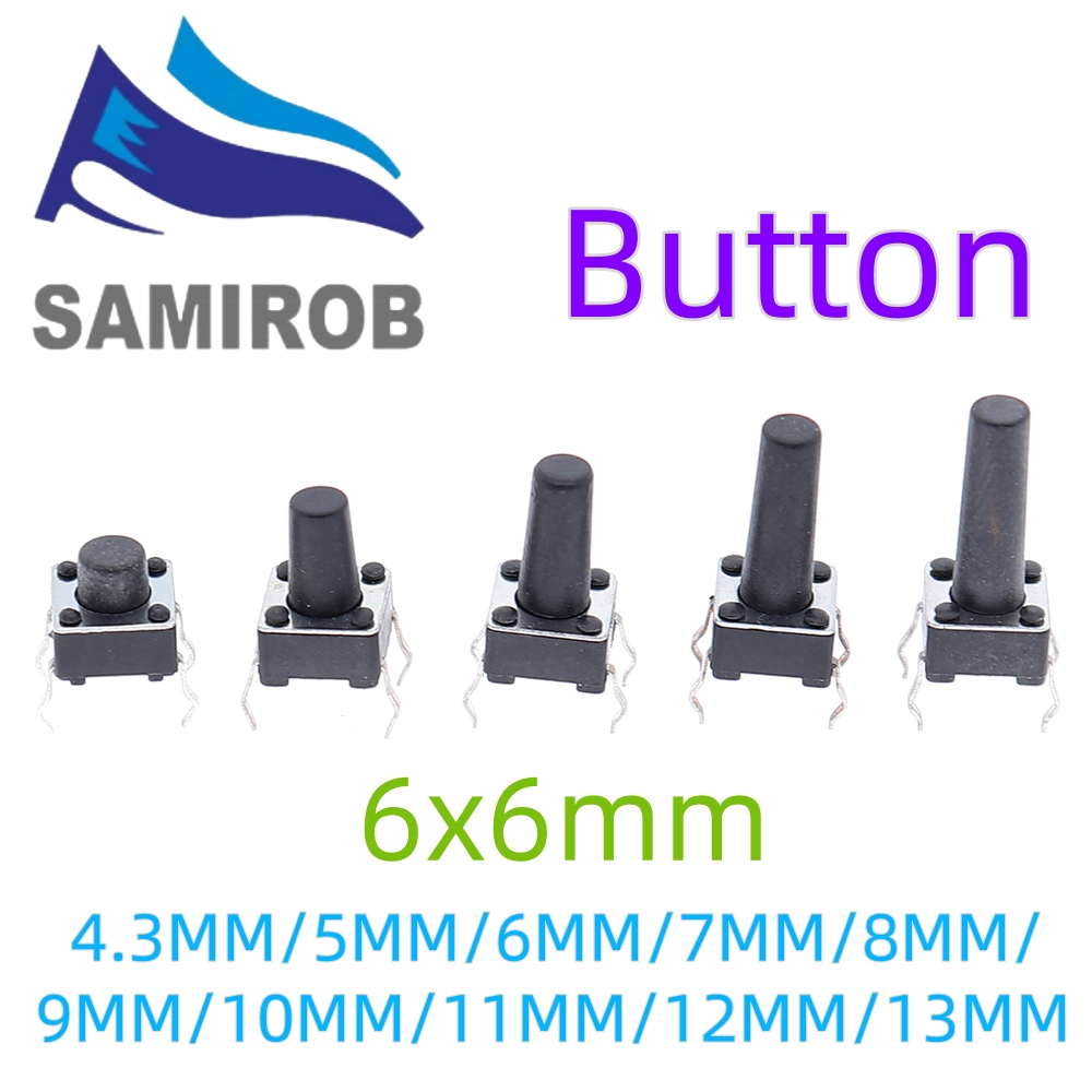20 ชิ้น 6x6 มิลลิเมตรสัมผัส Tact Mini Push ปุ่มสวิทช์ PCB แผง Momentary DIP 4 Pin Self-Reset สวิทช์ 6*6*4.3/5/6/7/8/9/10/11/12/13/14/15 มม.