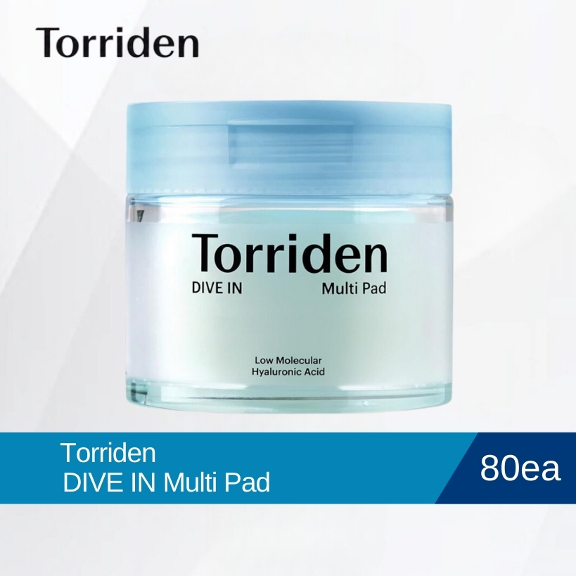 TORRIDEN Dive IN Low Molecular Hyaluronic Acid Multi Pad 80ea แผ่นมาสก์นุ่มมัลติกรดไฮยาลูโรนิกโมเลกุลต่ำสำหรับการลดขนาดรูขุมขนและบรรเทารอยแดงและขัดผิว, แผ่น