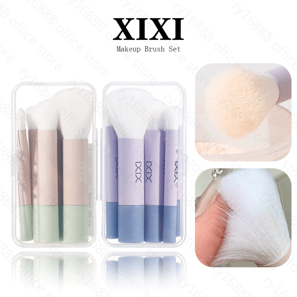 Xixi แปรงแต่งหน้า 6 ชิ้น,แป้งฝุ่น Contour Highlighter คอนซีลเลอร์แปรงอายไลเนอร์,ผิวนุ่มแบบพกพาเครื่องสําอางชุดเครื่องมือ XS-08