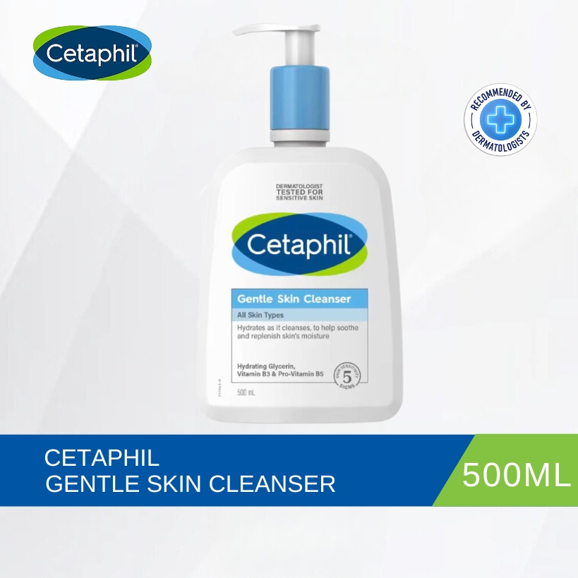 Cetaphil Gentle Skin Cleanser 500ML คลีนเซอร์ทําความสะอาดผิวหน้า และผิวกาย ให้ความชุ่มชื้น สำหรับผิวแพ้ง่ายและทุกสภาพผิว แพ็คเกจใหม่