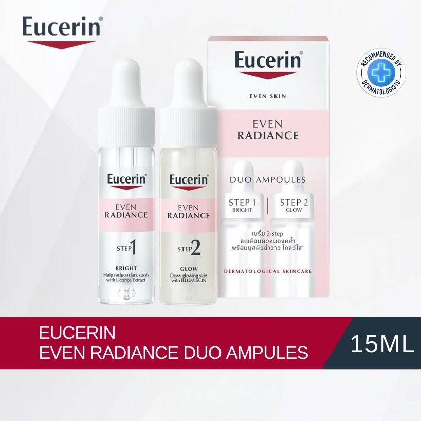 Eucerin even radiance duo ampoules 15ml*2 เซรั่มบูสผิวฉ่ำวาว โกลว์ใส สเต็ปบูสท์ผิวดูโกลว์ใส