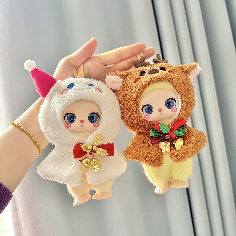 Doll Clothes For Korea Kpop EXO 17cm Labubu V2 V1 Doll's Clothing Christmas style sweater set with hat scarf fashionable