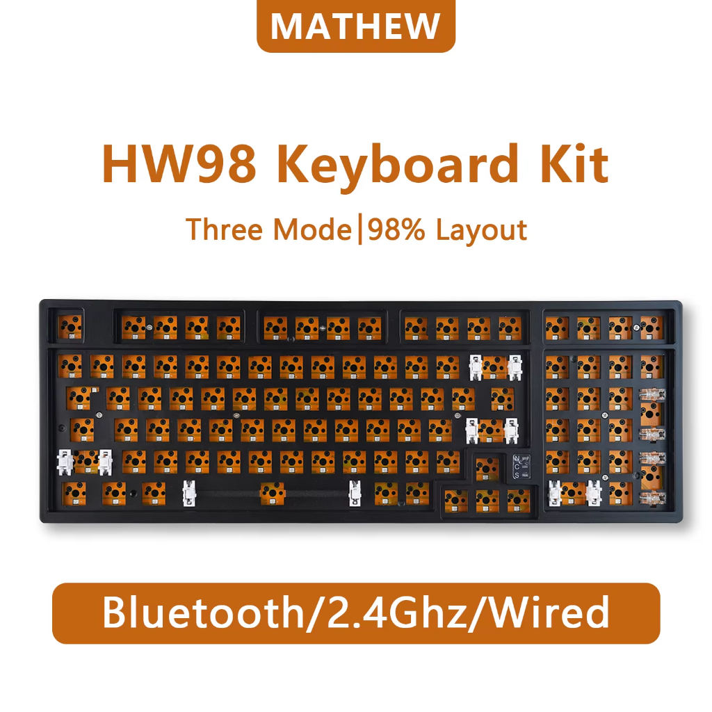 HW98 คีย์บอร์ดเกม Custom Barebones ชุดซอฟต์แวร์โปรแกรม RGB 3/5 Pin Compatiable Hot Swappable คีย์บอร์ด 98% สําหรับ Win/Mac