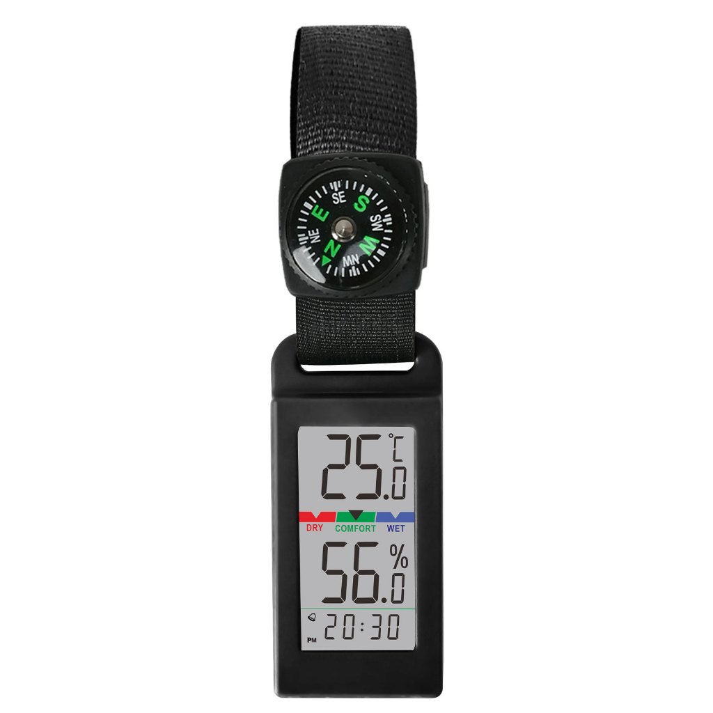 เครื่องวัดความชื้นสัมพัทธ์สิ่งแวดล้อมเครื่องวัดความชื้นดิจิตอลแบบพกพาพร้อมเครื่องวัดอุณหภูมิและความชื้นเครื่องวัดอุณหภูมิพร้อมเข็มทิศ