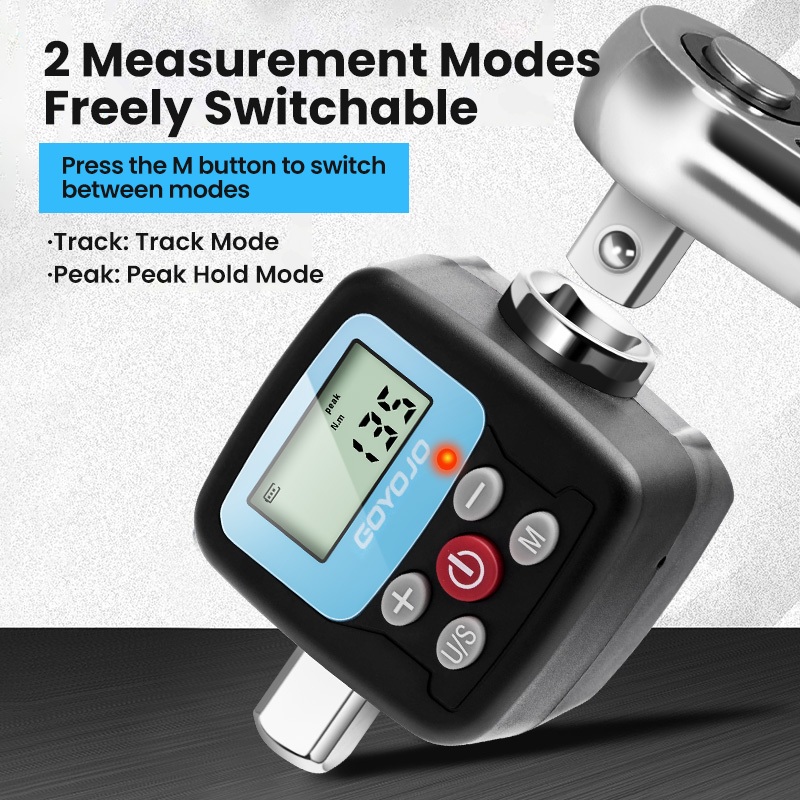 อะแดปเตอร์ประแจแรงบิดดิจิตอล GOYOJO - ตัวแปลงเครื่องมือแรงบิดอิเล็กทรอนิกส์ที่มีความแม่นยําและมิเตอร์พร้อมจอแสดงผล LCD รวม 1/2", 1/4