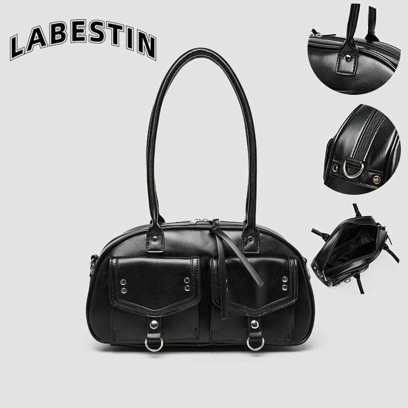 LABESTINNiche Design กระเป๋าใต้วงแขนอเนกประสงค์สไตล์อังกฤษใหม่กระเป๋าโบว์ลิ่งแบบพกพาแบบสบายๆ
