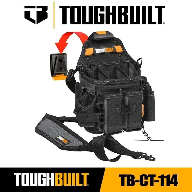 Toughbuilt TB-CT-114 กระเป๋าช่างไฟฟ้า Journeyman + สายสะพายไหล่หนาความจุขนาดใหญ่กระเป๋าคาดเอว