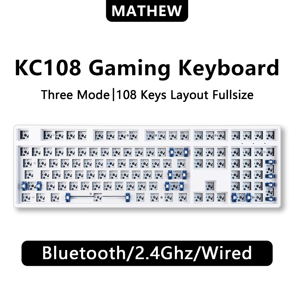Newkra KC108 Wireless Mechanical Keyboard Kit RGB Light USB-type-c 108 Keys Full Layout Hot-Swappabl