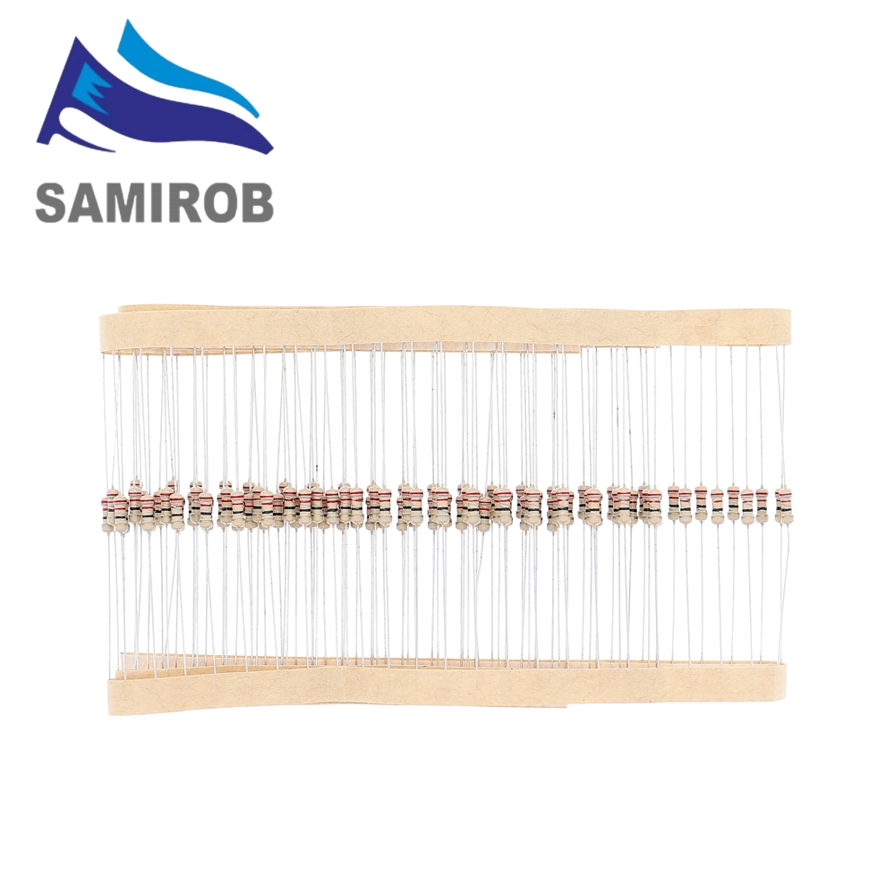 100pcs 1/4W ตัวต้านทานฟิล์มคาร์บอน 0.25W 5% 1R-1M 1R 1.5R 10R 12R 15R 20R 100R 120R 200R 1K 1.2K 1.5