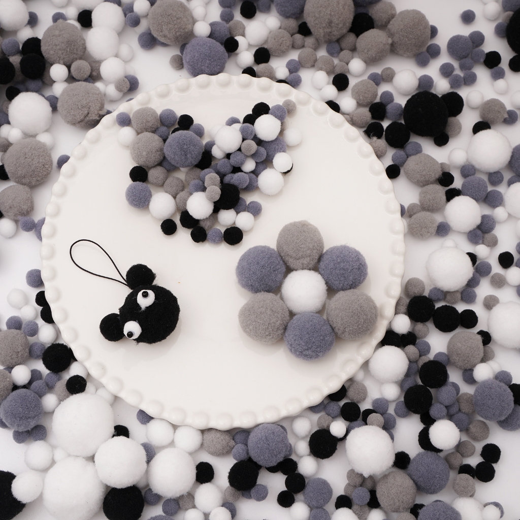 [0.8-3 มม.] โพลีเอสเตอร์ High-Elastic Plush Ball สีดําสีขาวสีเทาผม Ball DIY ทําตุ๊กตาเครื่องประดับขนาดเล็กทํา Panda Patchwork