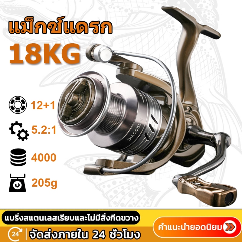 SHIMANO รอกสปินนิ่งโลหะทั้งตัว 1000-7000 อัตราทด 5.2:1 แรงดึงสูงสุด 18KG/33LB มือจับอลูมิเนียม พลังเ