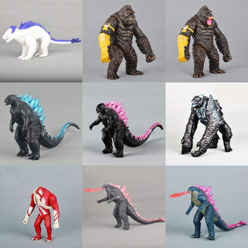 9 รูปแบบภาพยนตร์ Godzilla และ Kong Monster ของเล่น Action Figure ภาพยนตร์รุ่น Movable Joints Chimpanzees Gojira Figma เด็กของขวัญ