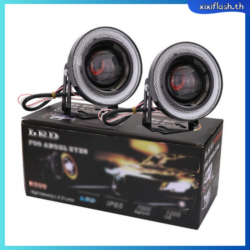 2ชิ้นพลังงานสูง30วัตต์ รถหมอกไฟ3.5 นิ้วหลอดไฟ LED Angel Eyes โคมไฟรัศมีโปรเจคเตอร์