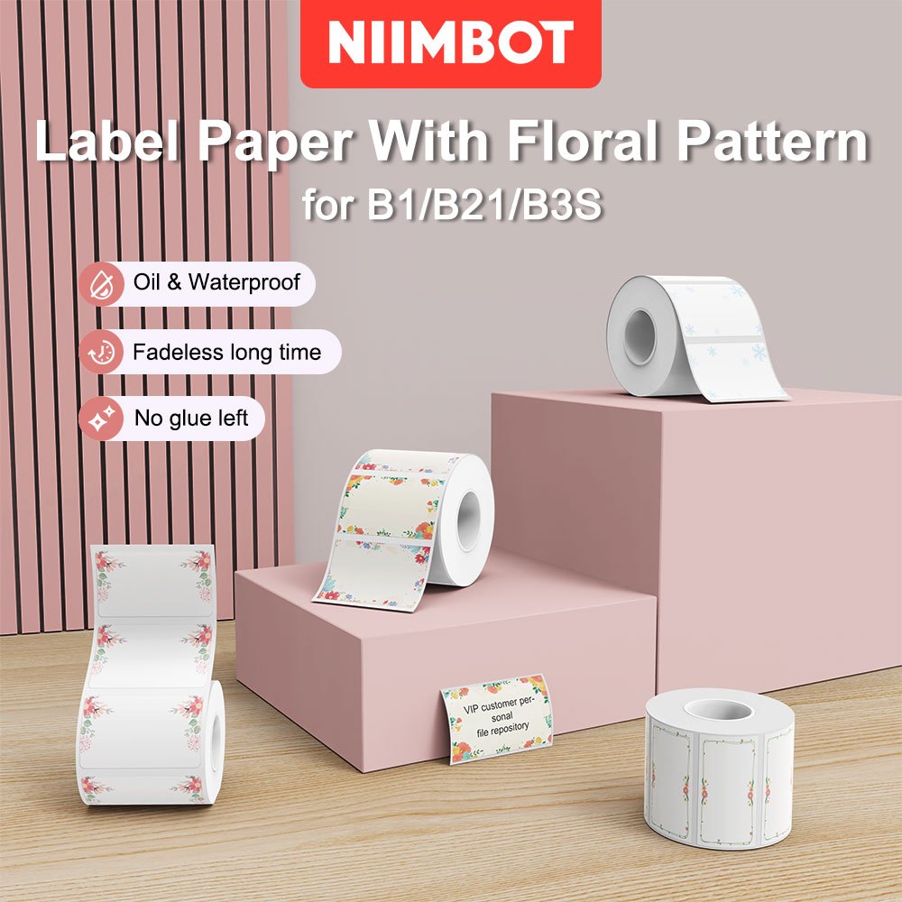 NIIMBOT B21/B1/B3S กระดาษพิมพ์ฉลากสีกระดาษฉลากความร้อนกระดาษความร้อนสามหลักฐาน