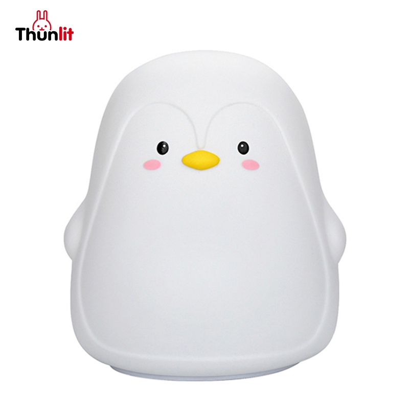 Thunlit โคมไฟรูปเพนกวินแบบชาร์จไฟได้หลากสี LED โคมไฟให้อาหารเด็ก โคมไฟรูปเพนกวินซิลิโคนนุ่มน่ารัก ของขวัญสำหรับเด็ก