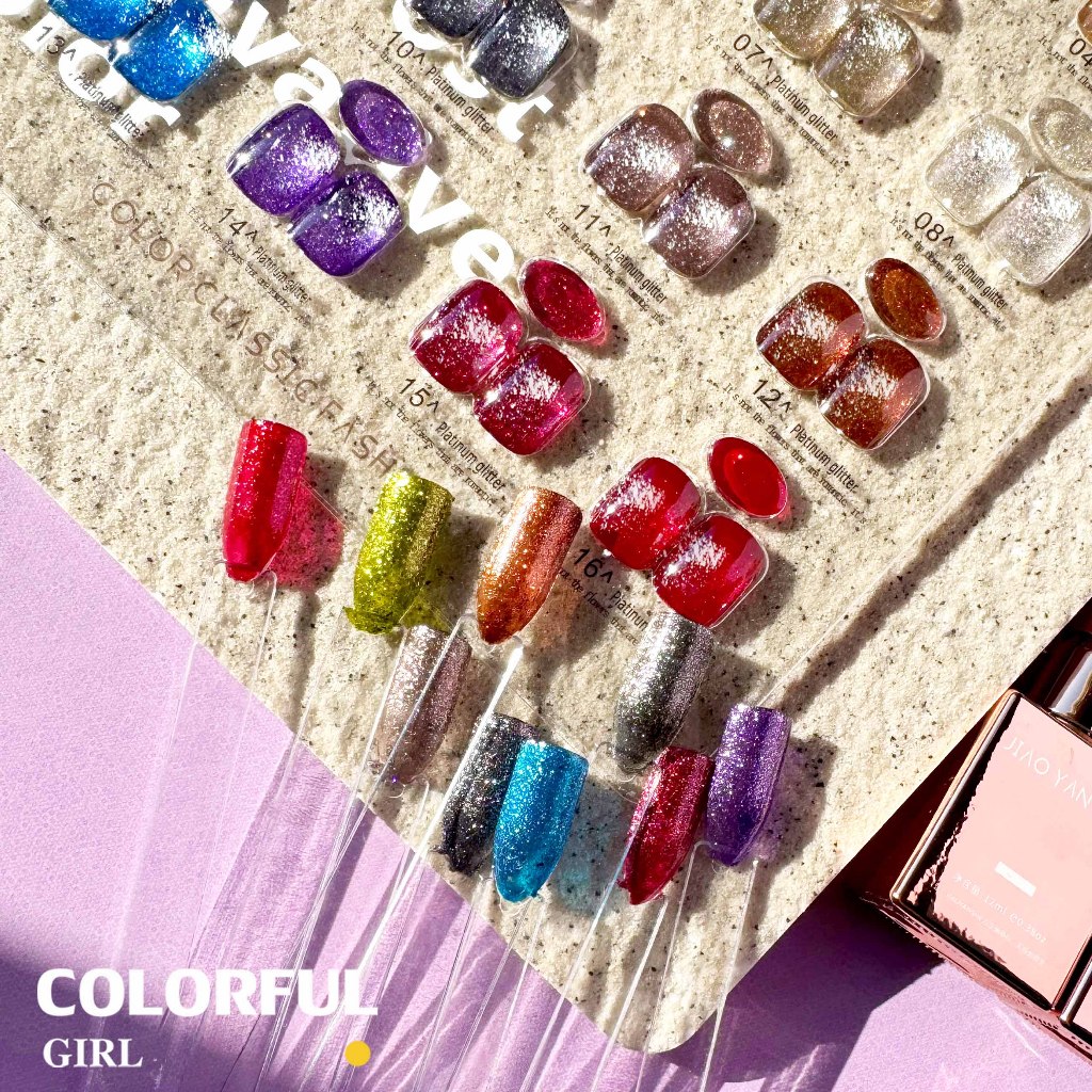 พร้อมส่งในไทย 《 JIAOYANSHE 》16สี สี พร้อมชาร์ทสีค่ะสีแน่นสวยมากเลยนะคะ   สีเจลแฟลชกลิตเตอร์  แพลตติมันแฟลช+ประกายออโรร่า  กากเพชรชัด แน่น - รูปที่ 4