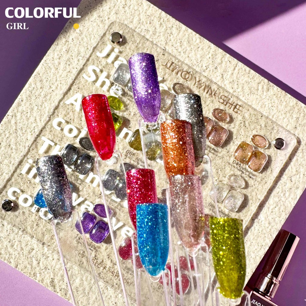 พร้อมส่งในไทย 《 JIAOYANSHE 》16สี สี พร้อมชาร์ทสีค่ะสีแน่นสวยมากเลยนะคะ   สีเจลแฟลชกลิตเตอร์  แพลตติมันแฟลช+ประกายออโรร่า  กากเพชรชัด แน่น - รูปที่ 6