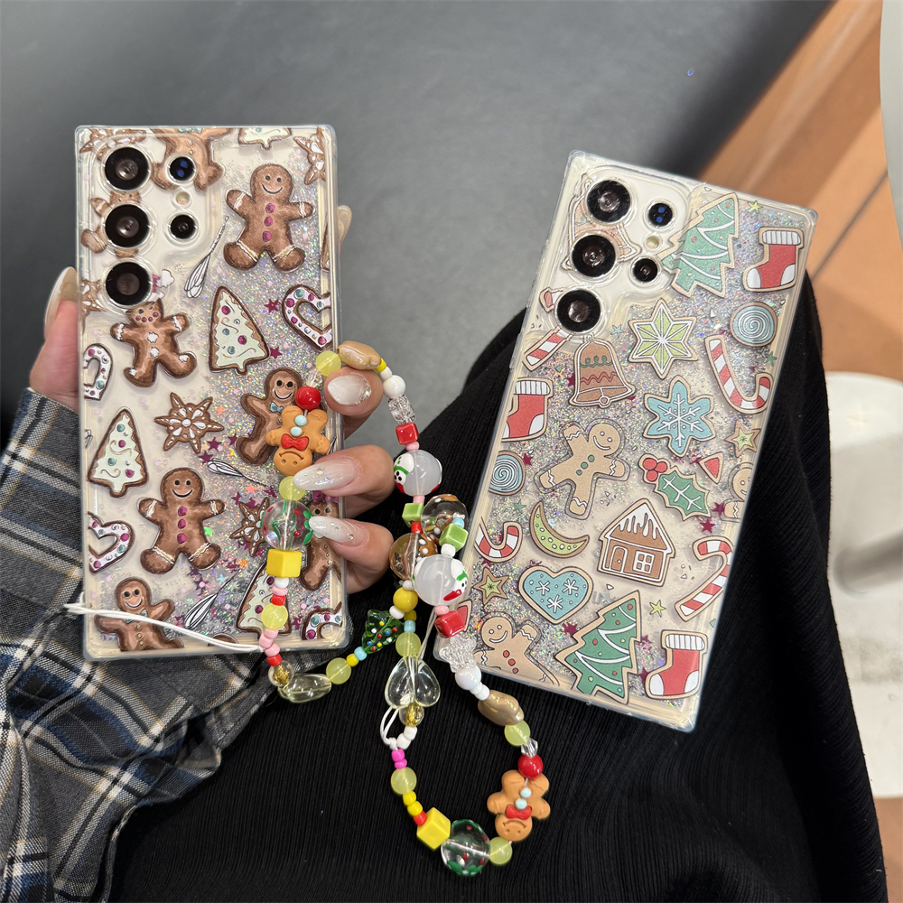 ทรายดูด ตุ๊กตาคุกกี้ เชือกมือ ซองโทรศัพท์ Samsung Galaxy S25 Ultra S25 Plus S25 S24 FE S24 Ultra S24 Plus S24 S23FE S23 Ultra S23 Plus S23 S22Ultra S22Plus S22 S21Ultra S21+ S21 Case เคสโทรศัพท์ใหม่ PC ป้องกันการตก เคสมือถือซัมซุง