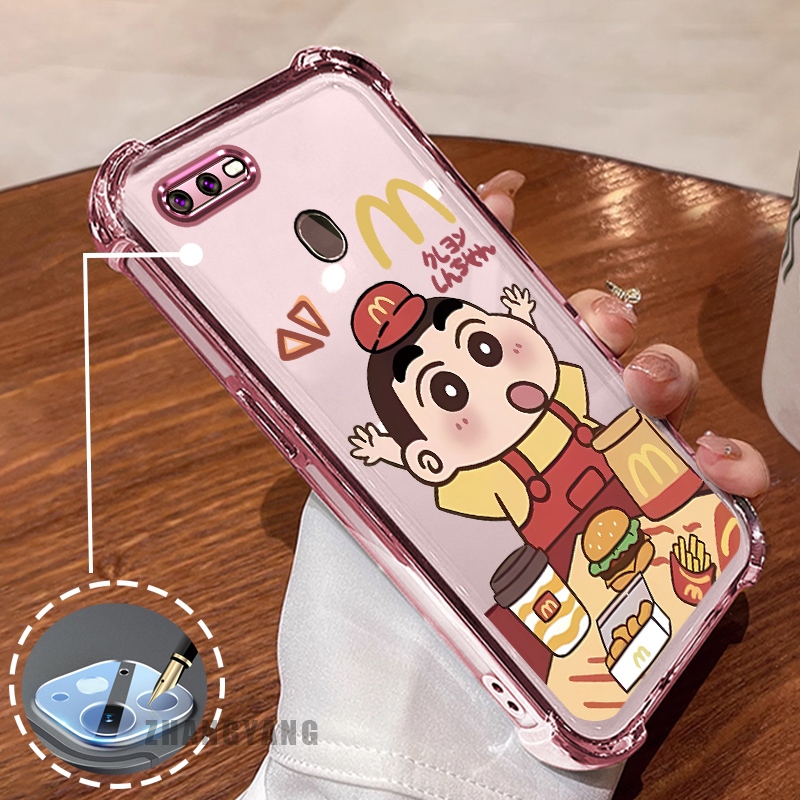 New สีcase สําหรับ OPPO A5S A12 A7 F9 สี่มุมไฟฟ้า super anti drop เคสโทรศัพท์ความงามการ์ตูนน่ารักรูปแบบตัวอักษร TPU soft case