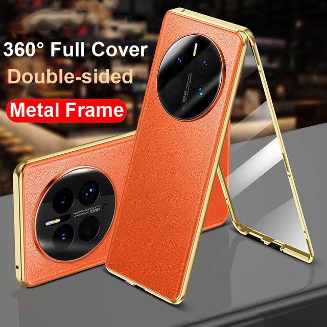 สําหรับ Honor Magic7 Pro Magic 7 6 5 4 Ultimate 200 100 lite 90 70 90gt x9b x9c x9a x60 x70 กรณีกระจกนิรภัย 360 พลิกสําหรับ Honor Magic 7 Pro ฝาครอบโลหะหนังสองด้านผิว