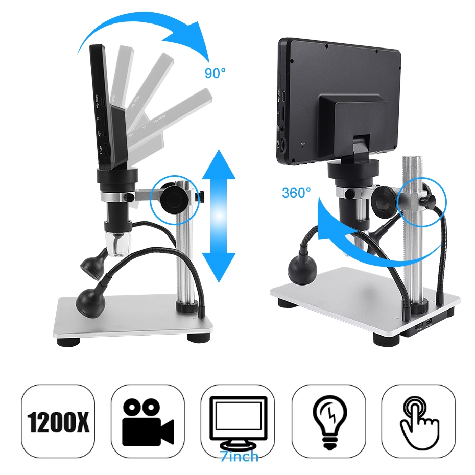 Svbony SV604 7 "HD 1200X กล้องจุลทรรศน์ดิจิตอล 12MP 1080P Type-C สําหรับ PCB เหรียญสะสม
