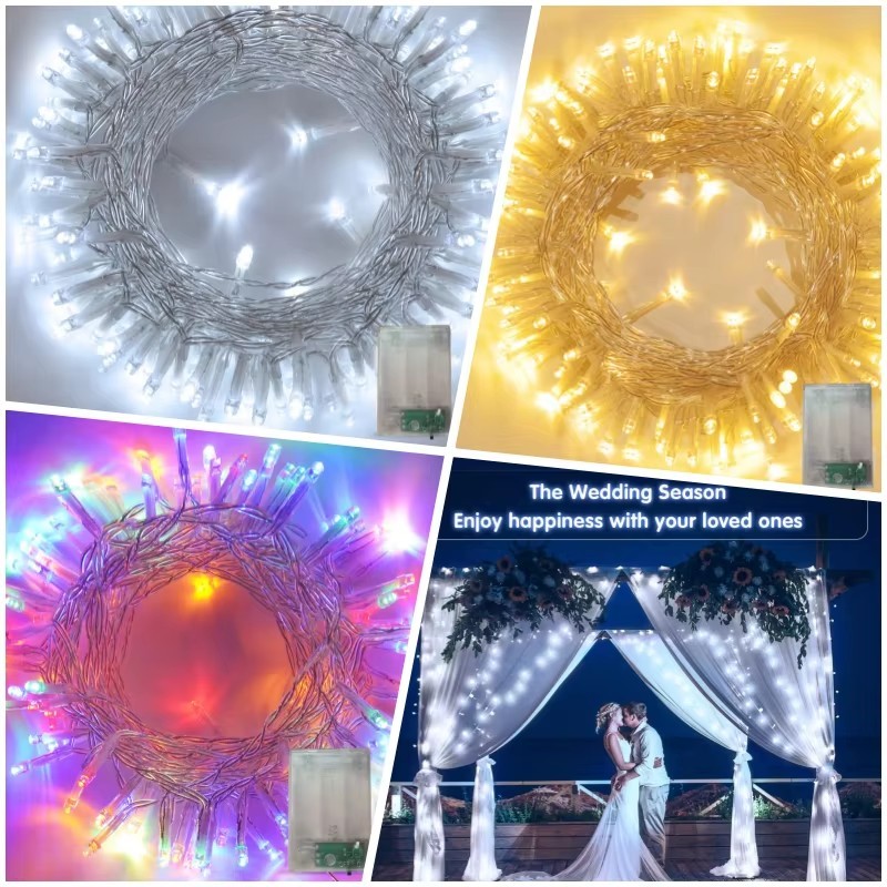 กลางแจ้งกันน้ํา LED String Light คริสต์มาสวันเกิด Home Party Decor โคมไฟ 4 สี LED Fairy String ไฟ AA แบตเตอรี่