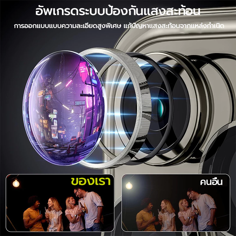 Osgeer ตัวป้องกันเลนส์กล้องสําหรับ iPhone 13 Pro Max 14Plus 15 16 12 11, 9H ฝาครอบแหวนโลหะกระจกนิรภัย, HD Clear thumbnail 4