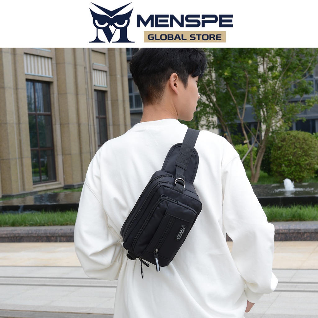 Menspe ผู้ชายแฟชั่นกระเป๋าคาดเอว Oxford กันน้ําหลายชั้นความจุขนาดใหญ่ Street Casual น้ําหนักเบา Cross Body Bag สําหรับกีฬาท่องเที่ยว