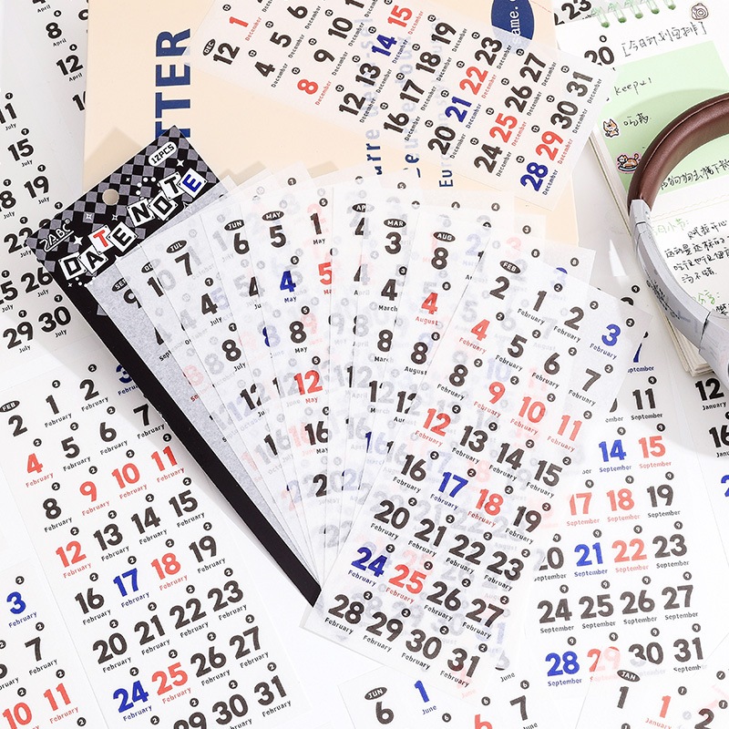 12แผ่นเดือนจํานวนวันที่สติกเกอร์365วันโน๊ตบุ๊คสติกเกอร์ ทําเอง สมุดวารสารวางแผนสติกเกอร์โรงเรียนสํานักงานเครื่องเขียน - รูปที่ 3