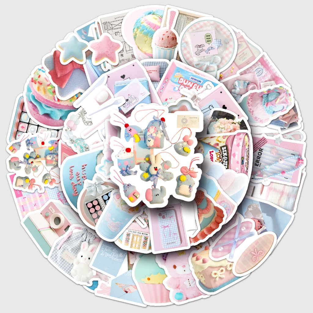 52 ชิ้น อิน สไตล์สีฟ้าสีชมพูดาวหมีน่ารักสติกเกอร์สําหรับ ทําเอง เคสโทรศัพท์แล็ปท็อปหมวกกันน็อครถ กราฟฟิตี กันน้ําตกแต่งของขวัญ - รูปที่ 2