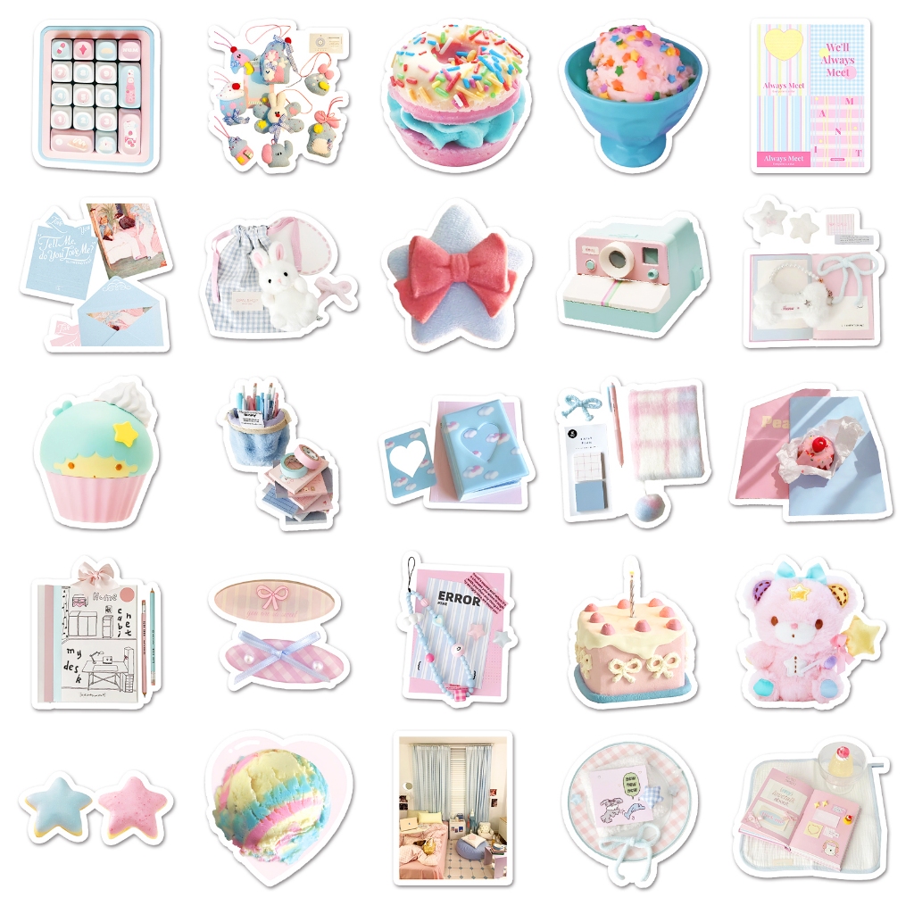 52 ชิ้น อิน สไตล์สีฟ้าสีชมพูดาวหมีน่ารักสติกเกอร์สําหรับ ทําเอง เคสโทรศัพท์แล็ปท็อปหมวกกันน็อครถ กราฟฟิตี กันน้ําตกแต่งของขวัญ - รูปที่ 3