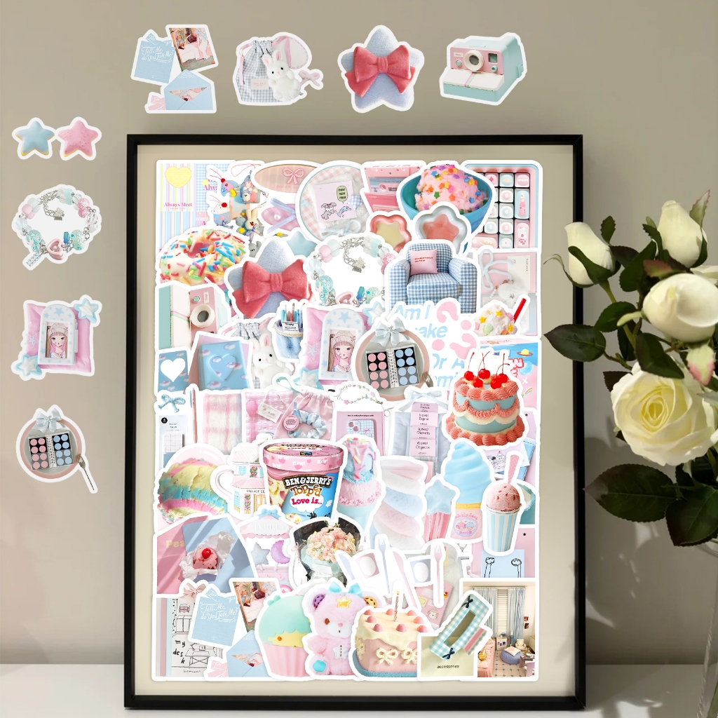 52 ชิ้น อิน สไตล์สีฟ้าสีชมพูดาวหมีน่ารักสติกเกอร์สําหรับ ทําเอง เคสโทรศัพท์แล็ปท็อปหมวกกันน็อครถ กราฟฟิตี กันน้ําตกแต่งของขวัญ - รูปที่ 7