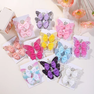 2pcs/set กิ ๊ บติดผมผีเสื ้ อสีสันสดใสสําหรับเด ็ กแฟชั ่ นเลื ่ อมเด ็ กน ่ ารักสาวอุปกรณ ์ เสริมผมขายส ่ ง