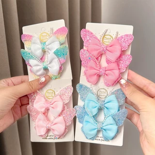 2pcs/set กิ ๊ บติดผมผีเสื ้ อสีสันสดใสสําหรับเด ็ กแฟชั ่ นเลื ่ อมเด ็ กน ่ ารักสาวอุปกรณ ์ เสริมผมขายส ่ ง