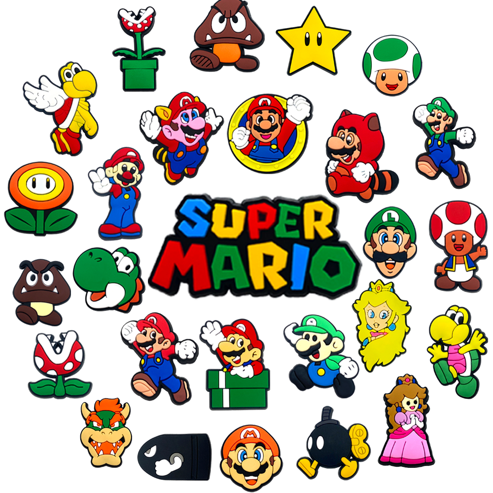เกม mario รองเท้า Charms สําหรับ Clog ตกแต่งการ์ตูนเกม Charms อุปกรณ์เสริมสําหรับเด็ก Party Favor
