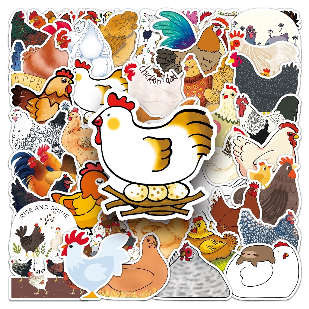 50 ชิ้นไก่ตลก Opposites สติกเกอร์กันน้ํา DIY สําหรับโทรศัพท์แล็ปท็อปรถสติกเกอร์ Creative Home Decal