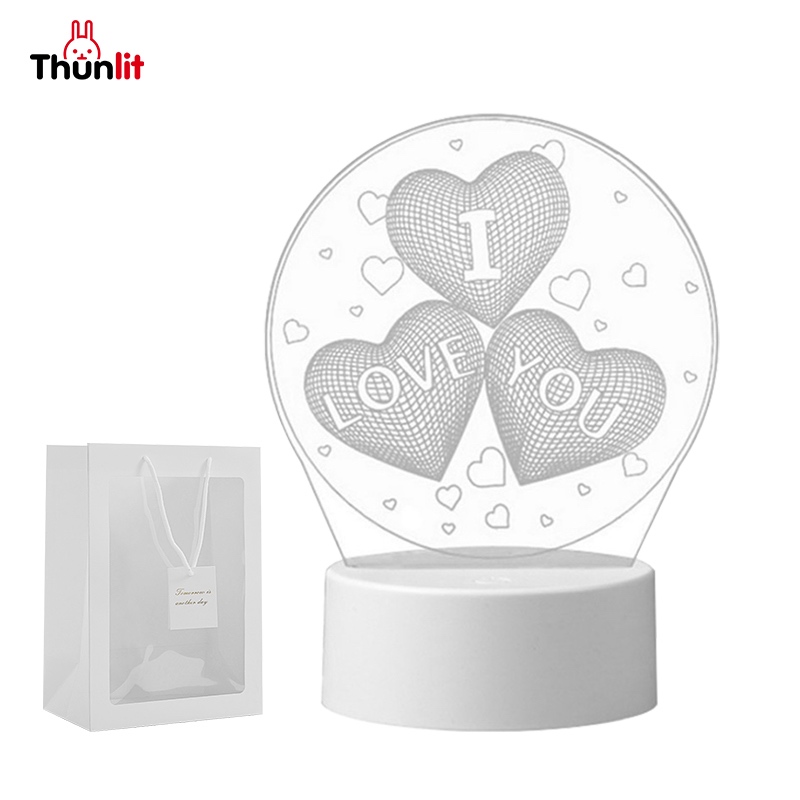 Thunlit โคมไฟกลางคืนรูปหัวใจ ของขวัญวันวาเลนไทน์ สำหรับเด็กผู้หญิง แฟนสาว คนรัก แฟนหนุ่ม ของขวัญวันเกิด โคมไฟกลางคืน 3 มิติสุดสร้างสรรค์