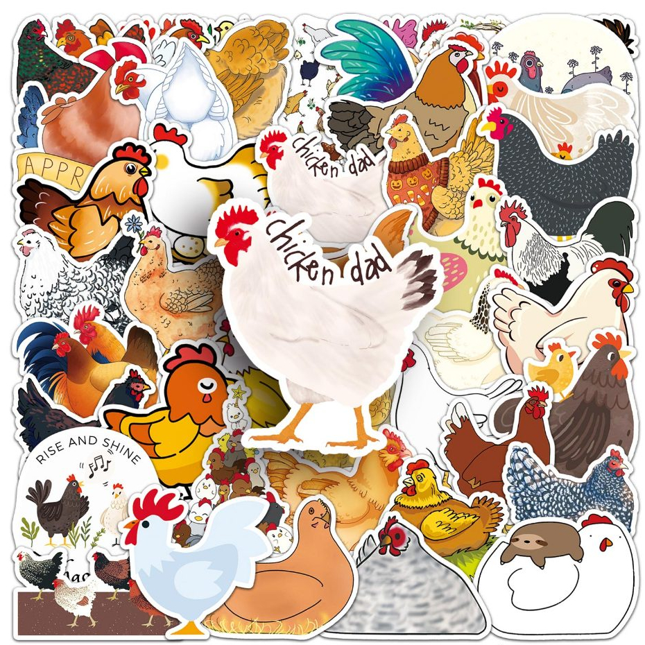50ชิ้นใหม่การ์ตูนไก่ไก่สติ๊กเกอร์สําหรับ ทําเอง เคสโทรศัพท์แล็ปท็อปหมวกกันน็อครถกราฟฟิตีกันน้ําตกแต่งของขวัญ