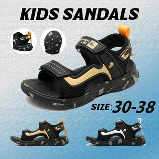 Sandals Kids Boy Soft Casual Non-slip Breathable Terrace Adjustable Lace-up Toddler Sandals for 8-12 Years Old