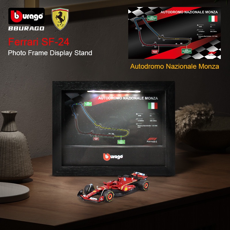 Bburago F1 Ferrari Mercedes Benz Red Bull Mclaren 1:43 รุ่นกรอบรูปรถ Monza National Racecourse วงจรอิตาลีพร้อมไฟ Led คอลเลกชันของขวัญ