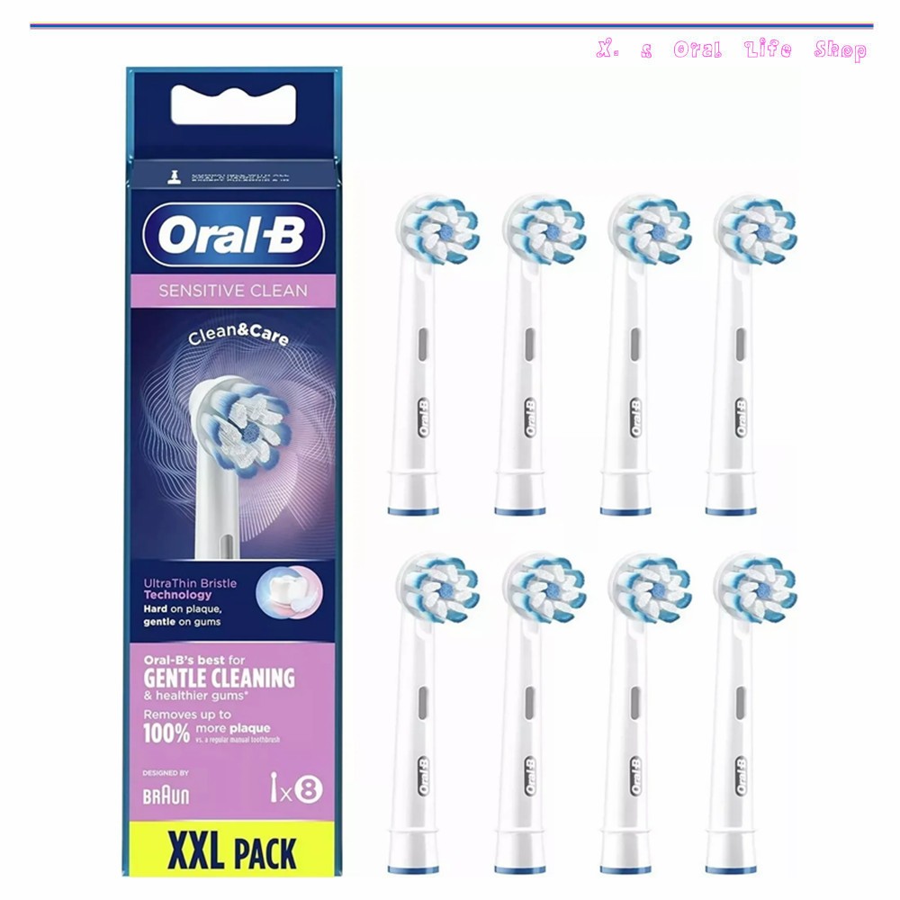 The-Oral B EB60 ทําความสะอาดที่บอบบาง หัวแปรงเปลี่ยนแปรงสีฟันไฟฟ้าแบบละเอียดพิเศษแบบนุ่ม 8 ชิ้น