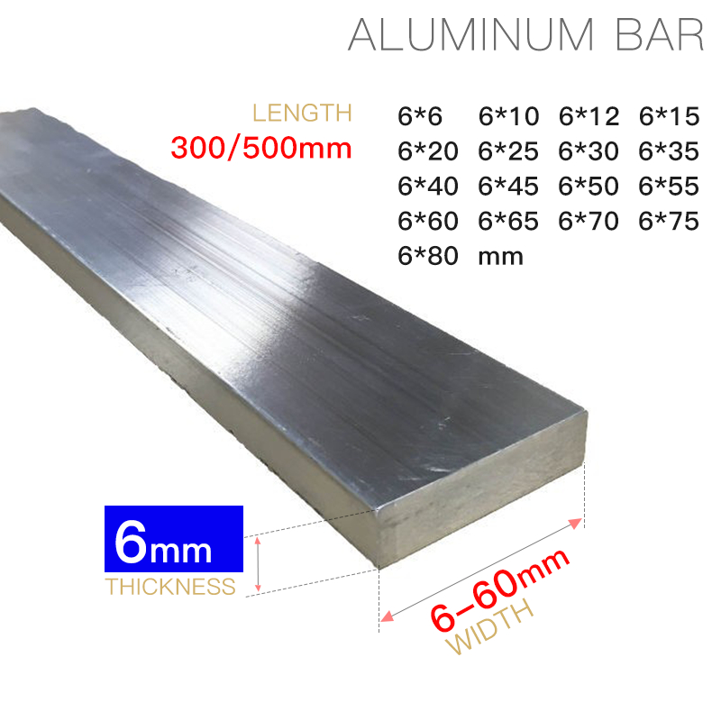 Fuyi อลูมิเนียม Solid Square Bar 6 มม.หนา 300 มม. 500 มม.ความยาวคุณภาพสูงตรง 6 10 12 15 20 25 30 35 40 45 50 55 60 65 70 75 80 มม.กว้างอลูมิเนียม Flat Bar