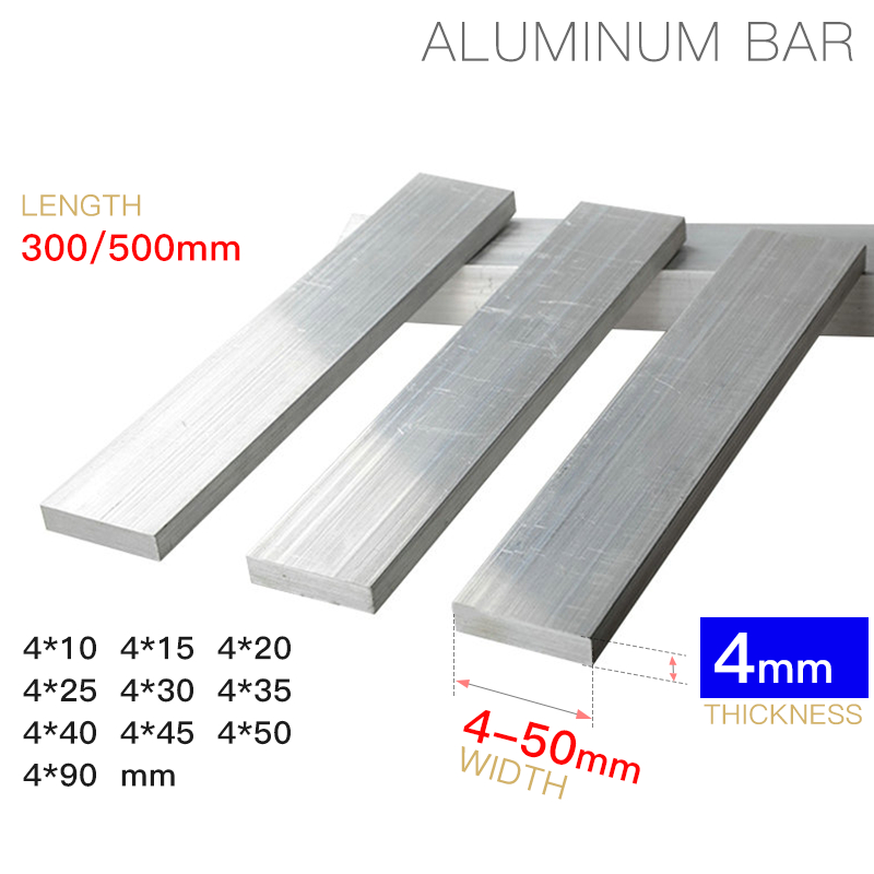 Fuyi อลูมิเนียม Solid Square Bar 4 มม.หนา 300 มม. 500 มม.ความยาวคุณภาพสูงตรง 10 15 20 25 26 30 35 40 45 50 90 มม.กว้างอลูมิเนียม Flat Bar
