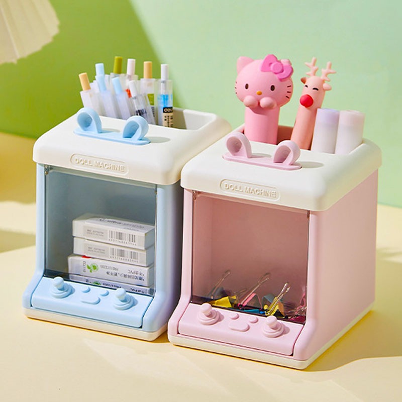 GREENIKA กล่องเก็บของ กล่องเก็บปากกา ที่ใส่ปากกา ที่เก็บของด้านหน้า สามารถวางตุ๊กตา อุปกรณ์เครื่องเขียน