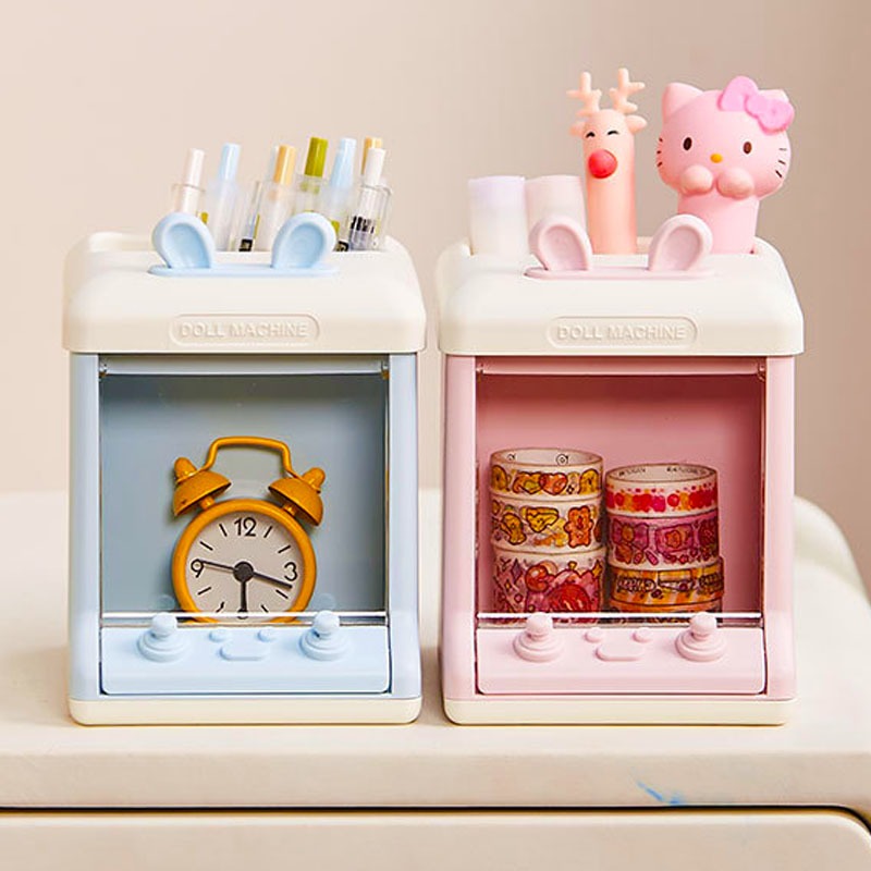 GREENIKA กล่องเก็บของ กล่องเก็บปากกา ที่ใส่ปากกา ที่เก็บของด้านหน้า สามารถวางตุ๊กตา อุปกรณ์เครื่องเขียน