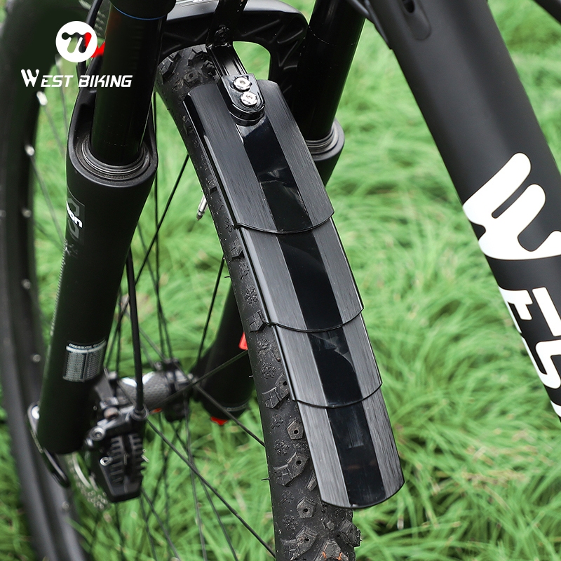 WEST BIKING บังโคลนจักรยาน บังโคลนจักรยานพับได้แบบยืดหดได้ ผ้าคลุมจักรยานแบบพับได้ยาวและกว้างขึ้น อุปกรณ์เสือภูเขาสำหรับถนน — صورة 2
