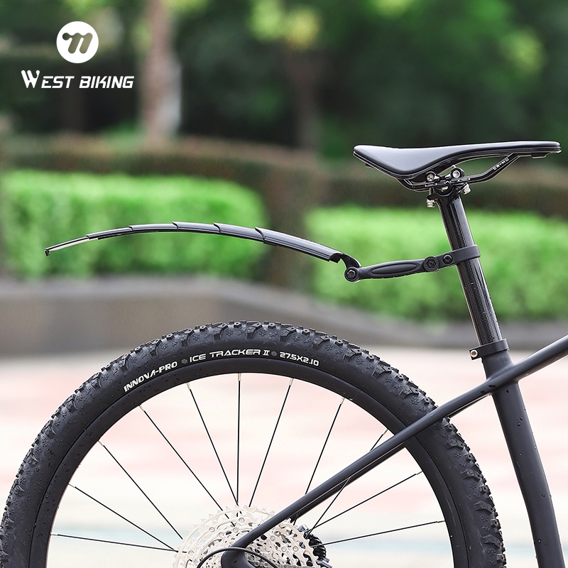 WEST BIKING บังโคลนจักรยาน บังโคลนจักรยานพับได้แบบยืดหดได้ ผ้าคลุมจักรยานแบบพับได้ยาวและกว้างขึ้น อุปกรณ์เสือภูเขาสำหรับถนน — صورة 3