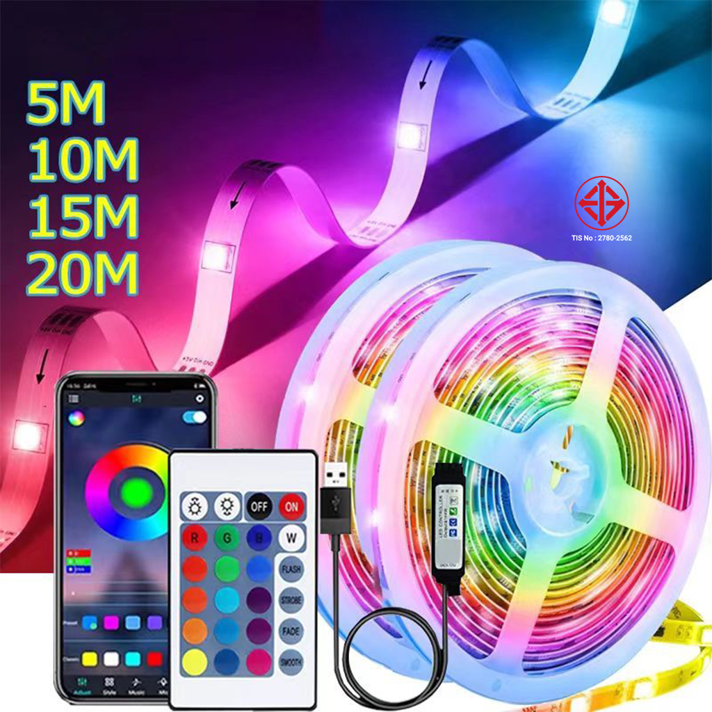 ของแต่งห้อง ไฟ led แบบเส้น RGB2835/IC ไฟสีติดห้อง ไฟแต่งห้อง 5m 10m 15m 20m ไฟเส้นแต่งห้อง เปลี่ยนสีได้ ไฟติดห้อง ไฟเส้น led