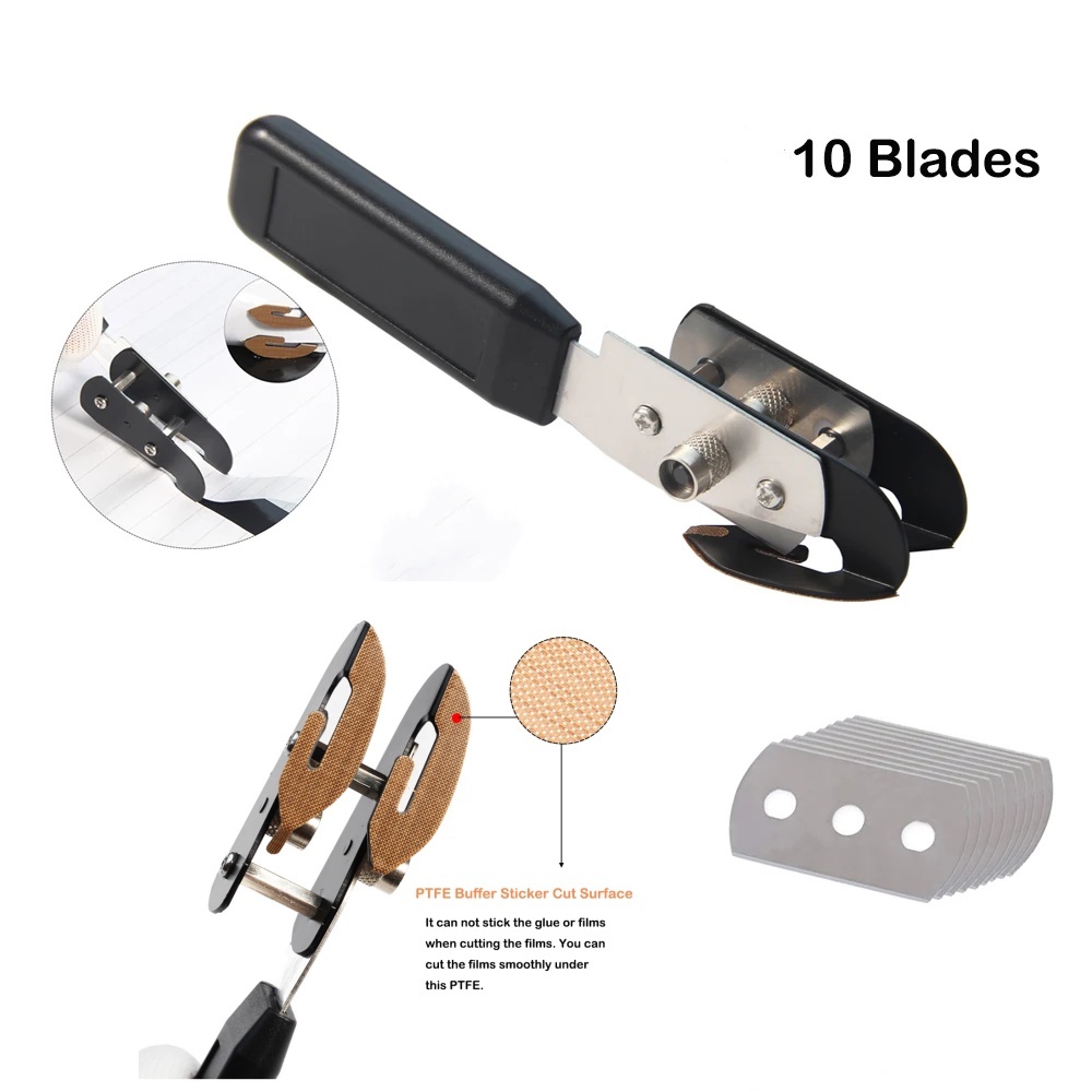 Auto วอลล์เปเปอร์ Decals สติกเกอร์เครื่องมือตัด PTFE ไวนิลรถ Tint Wrap ฟิล์ม Double-Headed Utility Cutter Knife + 10 ชิ้นใบมีด